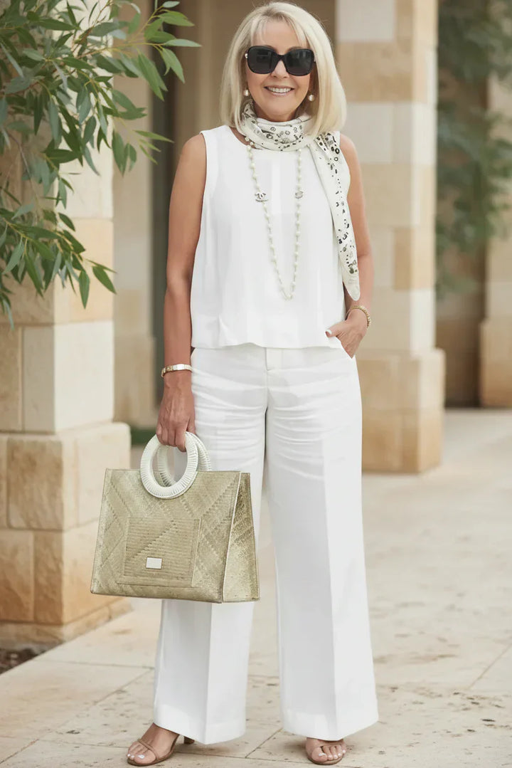 Sleeveless Linen Set Women Casual Summer Two Piece Outfit
