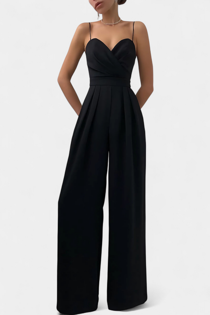 Sleeveless Jumpsuit With Wide Legs and Tailored Waist