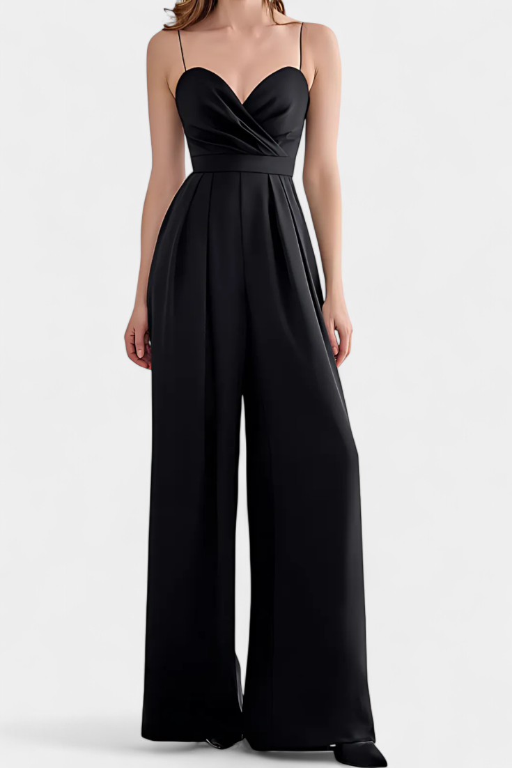 Sleeveless Jumpsuit With Wide Legs and Tailored Waist