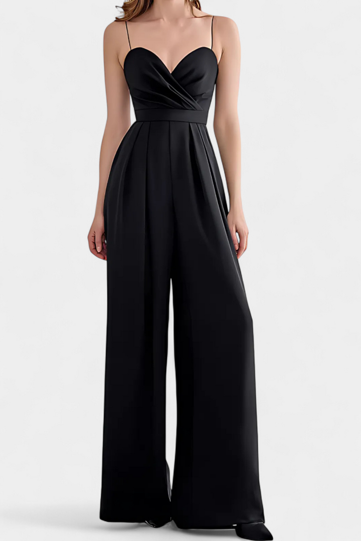 Sleeveless Jumpsuit With Wide Legs and Tailored Waist