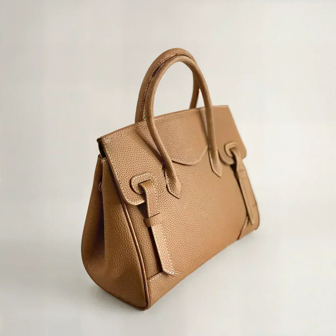 Black Wood Handbag | Structured Leather Crossbody Bag
