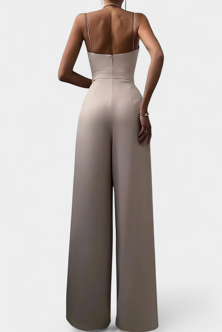 Sleeveless Jumpsuit With Wide Legs and Tailored Waist