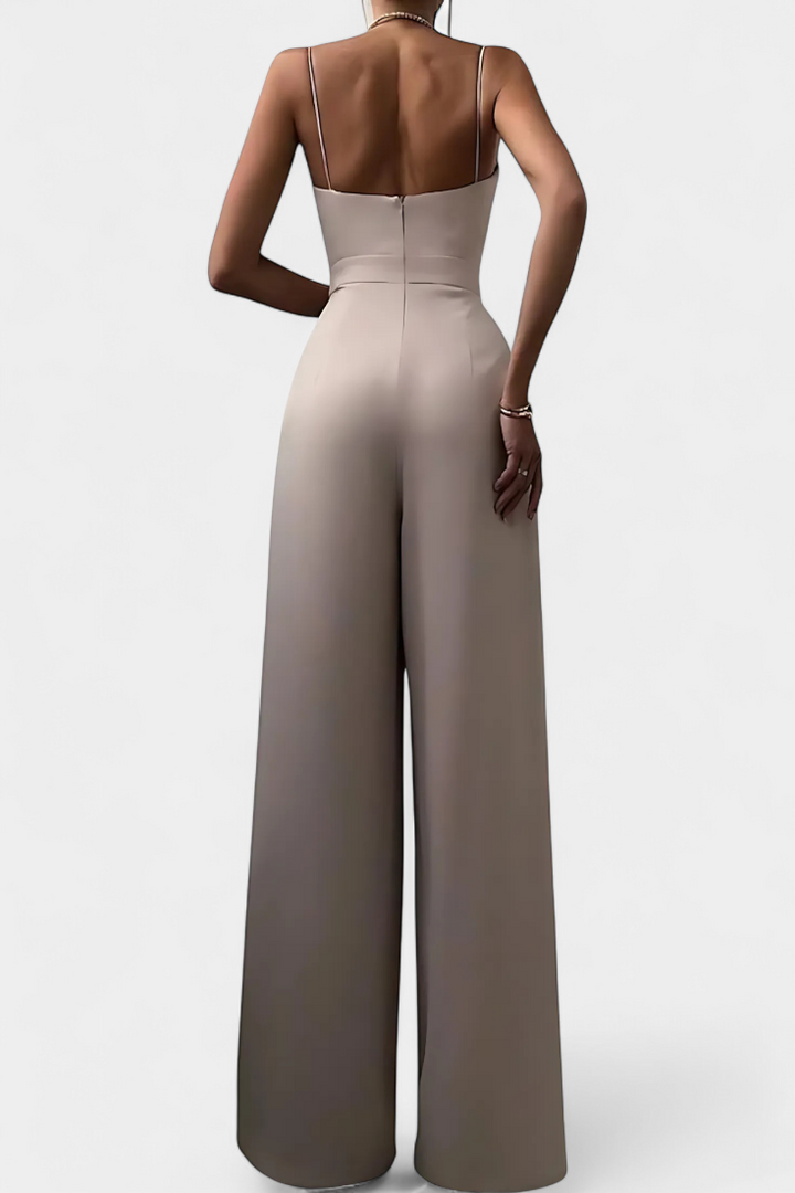 Sleeveless Jumpsuit With Wide Legs and Tailored Waist