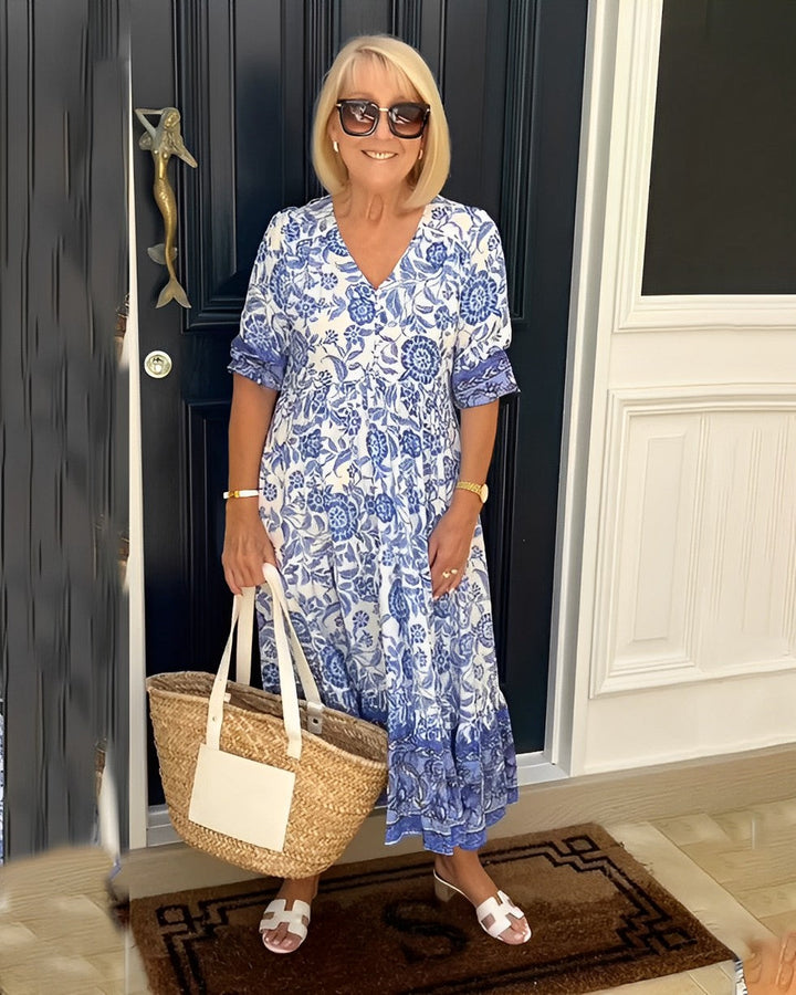 Floral V-Neck Maxi Dress for Women | Elegant Spring Style
