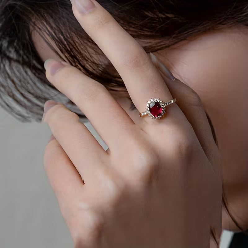 Statement Gold Ring with Red Stone | Bold Cocktail Ring