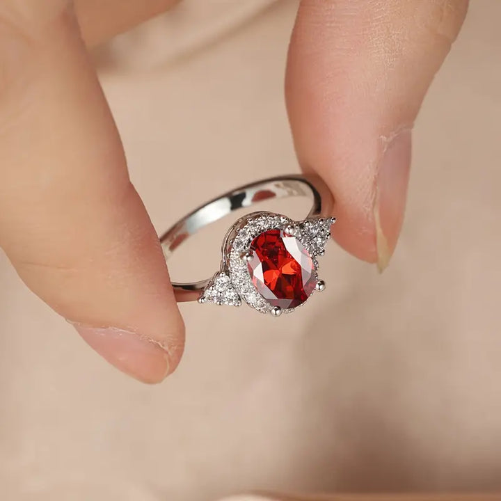 White Gold Statement Ring - Elegant Modern Design for Women