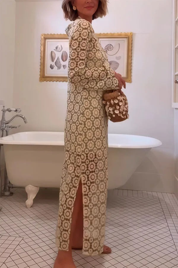 Floral Midi Dress Long Sleeve for Women