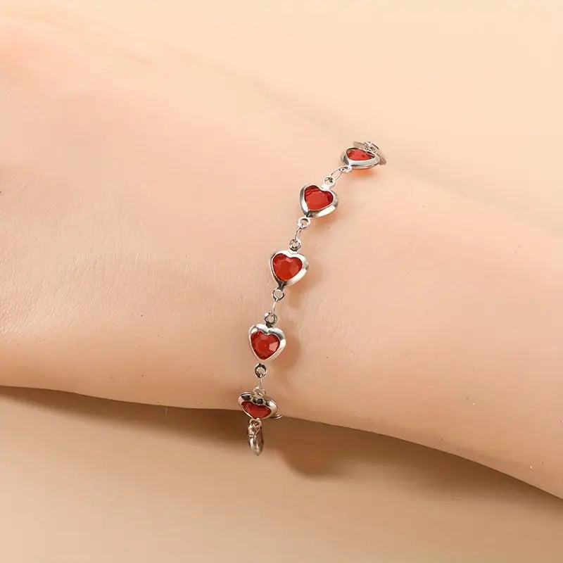 White Gold Bracelet with Garnet Accents | Elegant Jewelry
