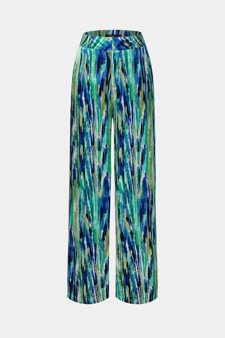 Straight Leg Trousers with Marble Print High Waisted