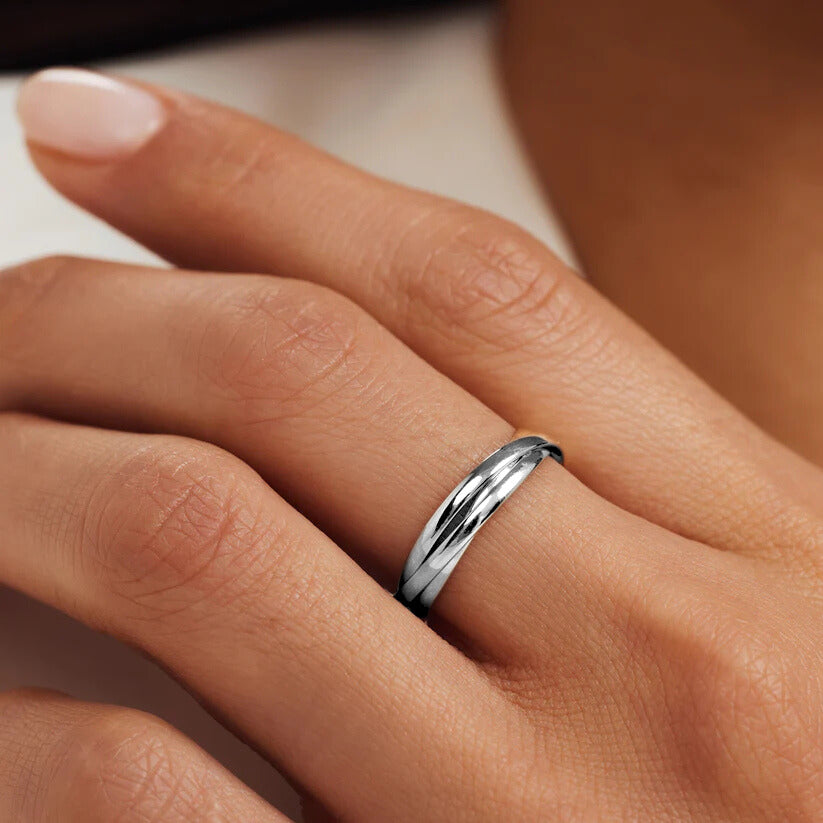White Gold Ring - Léna Trielle Elegant Stackable Band