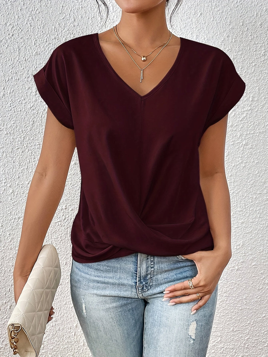 Casual T-Shirt with Sweetheart Neckline for Women