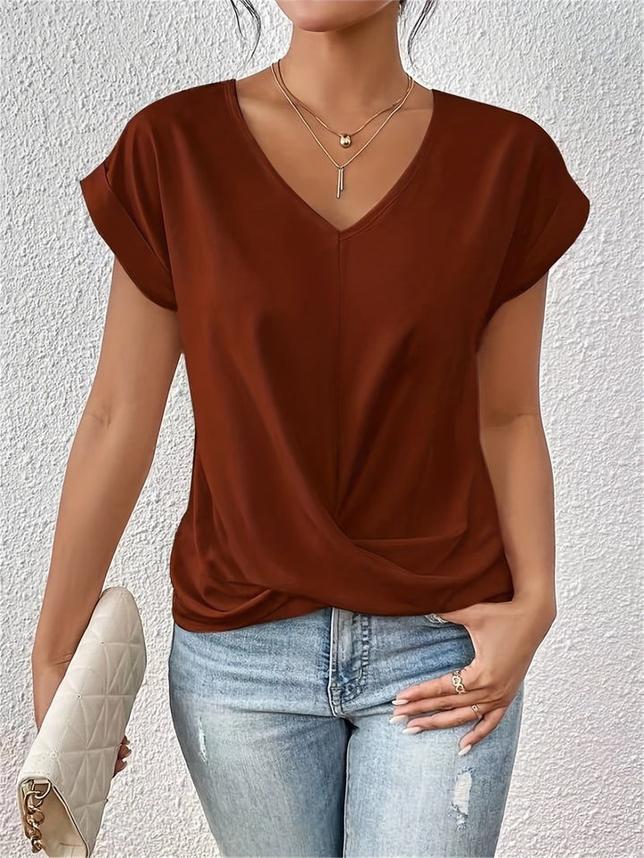Casual T-Shirt with Sweetheart Neckline for Women