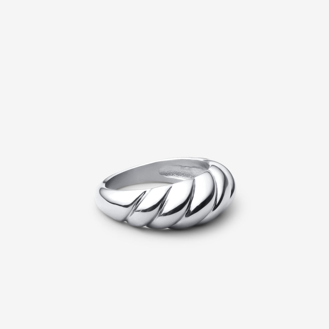 Croissant Ring in White Gold - Chunky Dome Statement Ring
