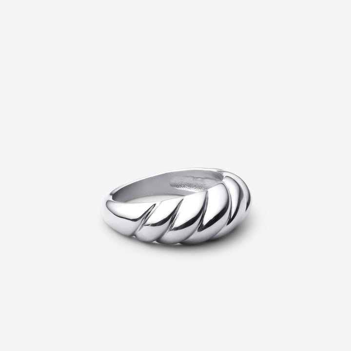 Croissant Ring in White Gold - Chunky Dome Statement Ring