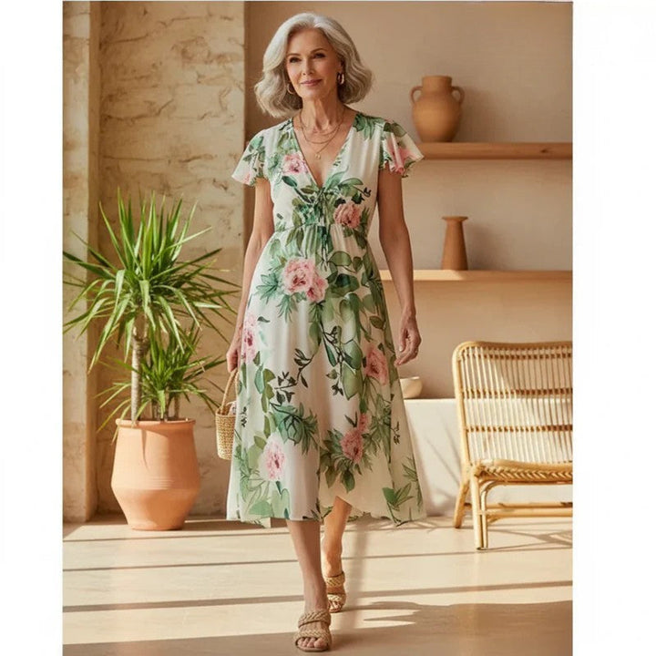 Floral Dress for Women - Elegant Spring Summer Midi Dress