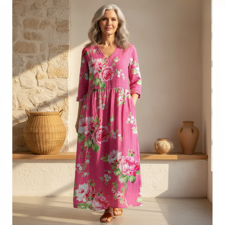 Floral Print Dress for Women - Bold Blossom Midi Dress
