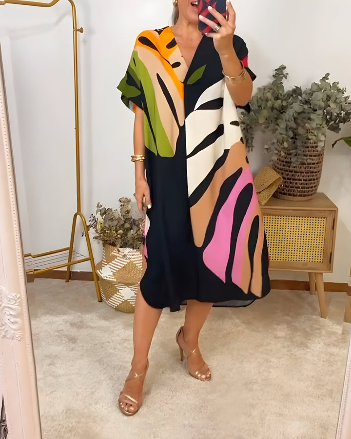 Abstract Print Dress for Women | Versatile Midi Dress