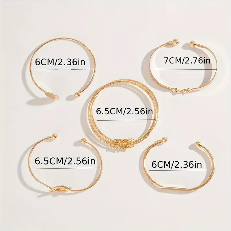 Gold Bracelet Set - Knotted Chain Stacking Bracelets