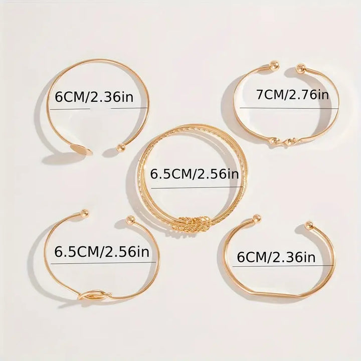 Gold Bracelet Set - Knotted Chain Stacking Bracelets