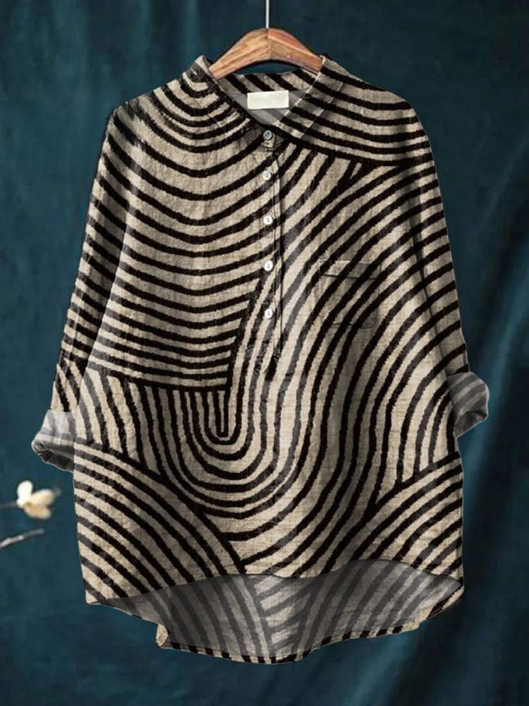 Abstract Stripe Shirt Women | Elegant Button Down Blouse