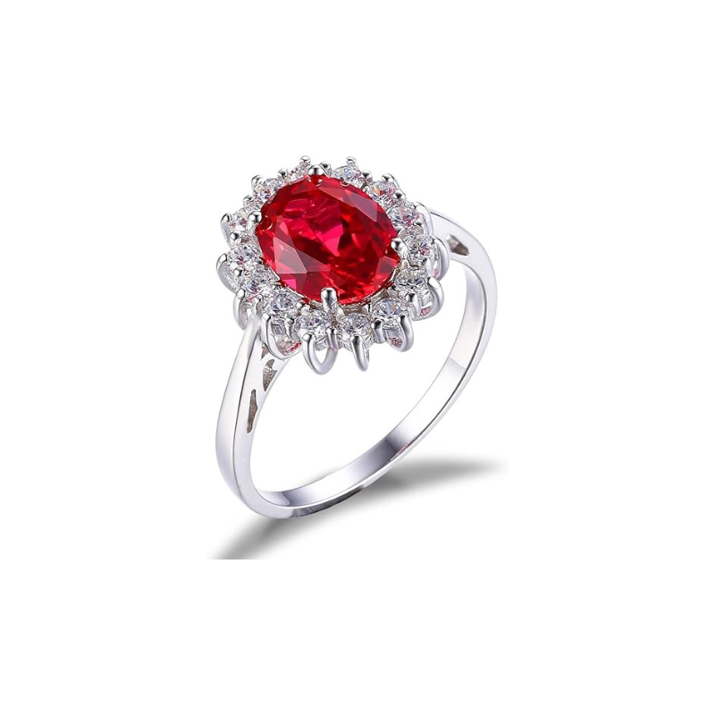 Ruby Halo Ring in White Gold | Classic Engagement Ring