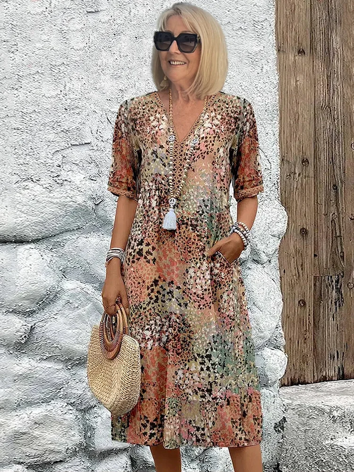 Floral Midi Dress with Tummy Control for Women