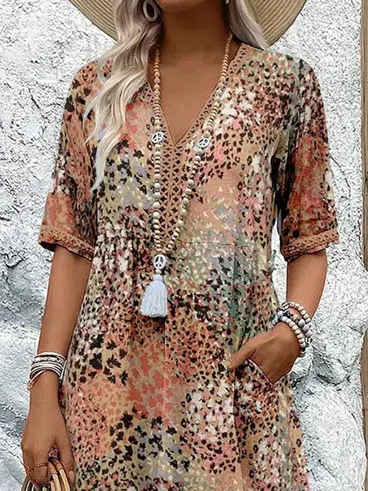 Floral Midi Dress with Tummy Control for Women
