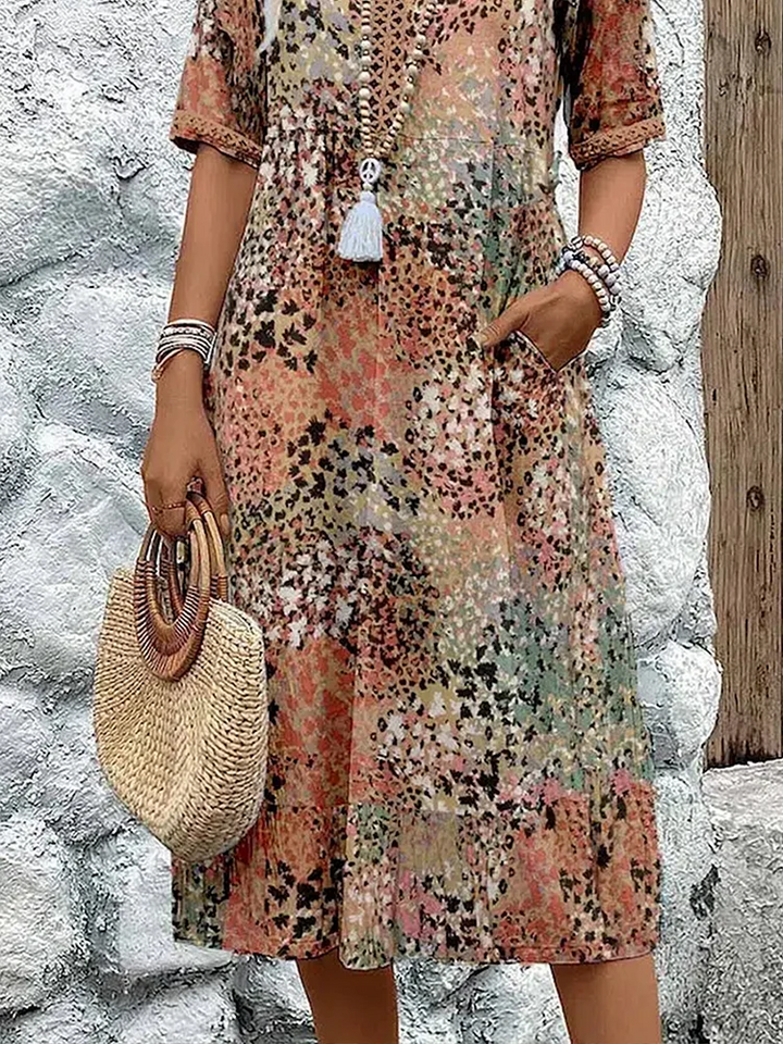 Floral Midi Dress with Tummy Control for Women