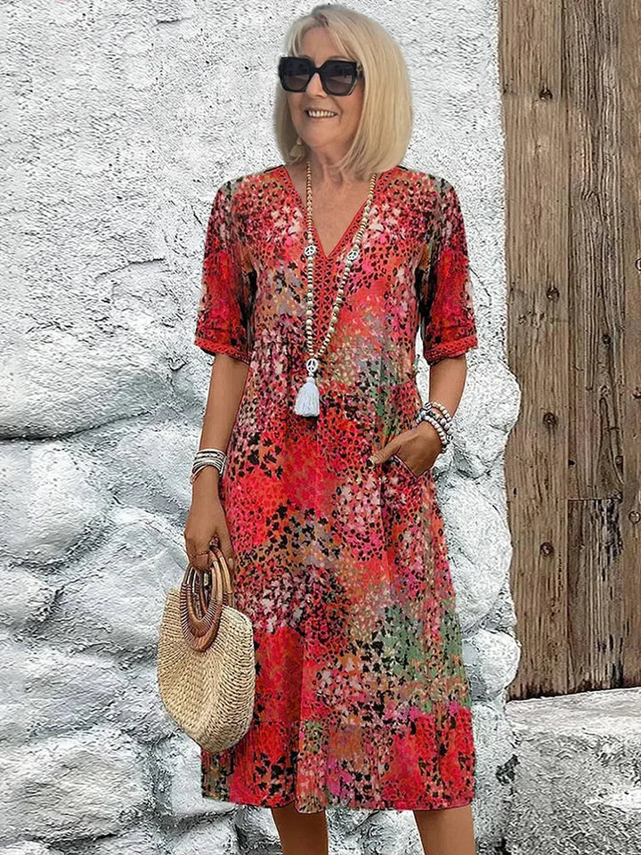Vibrant Midi Dress for Women | Flattering Fit Lightweight Fabric