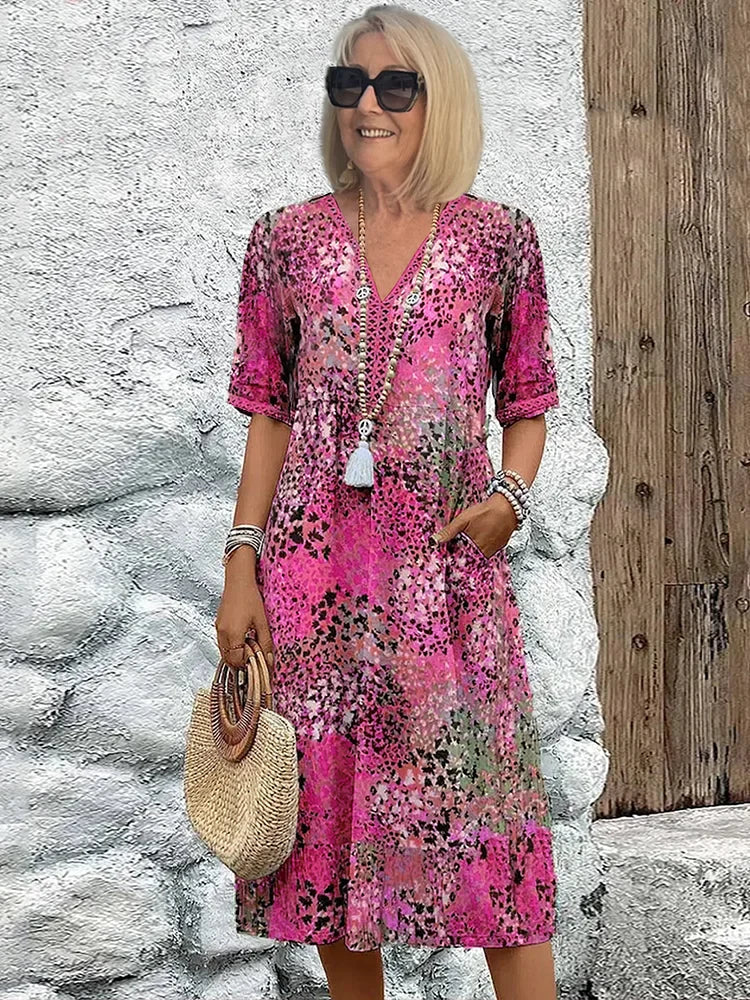 Vibrant Midi Dress for Women | Flattering Fit Lightweight Fabric
