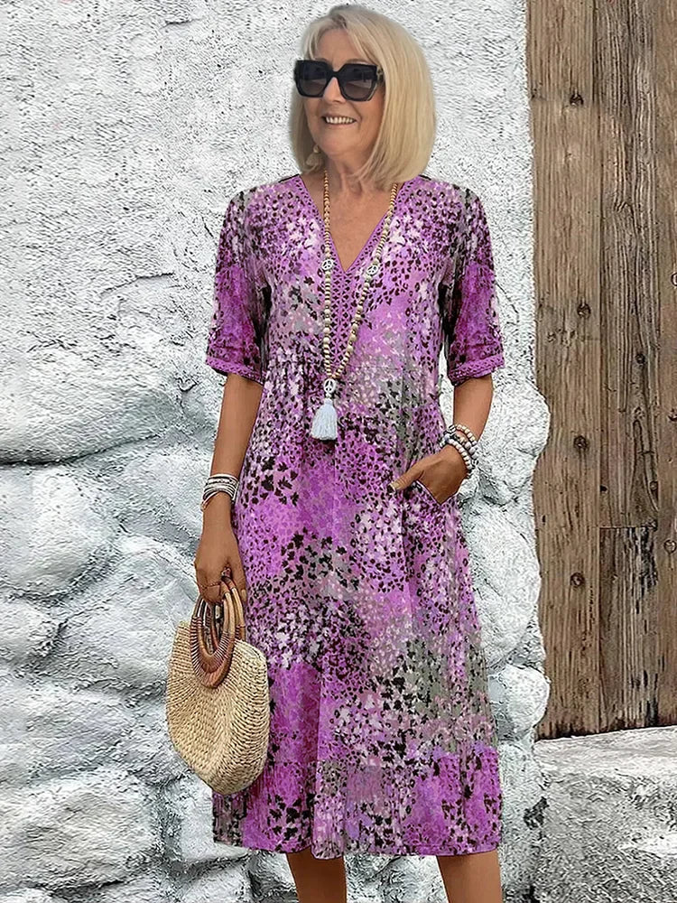 Vibrant Midi Dress for Women | Flattering Fit Lightweight Fabric