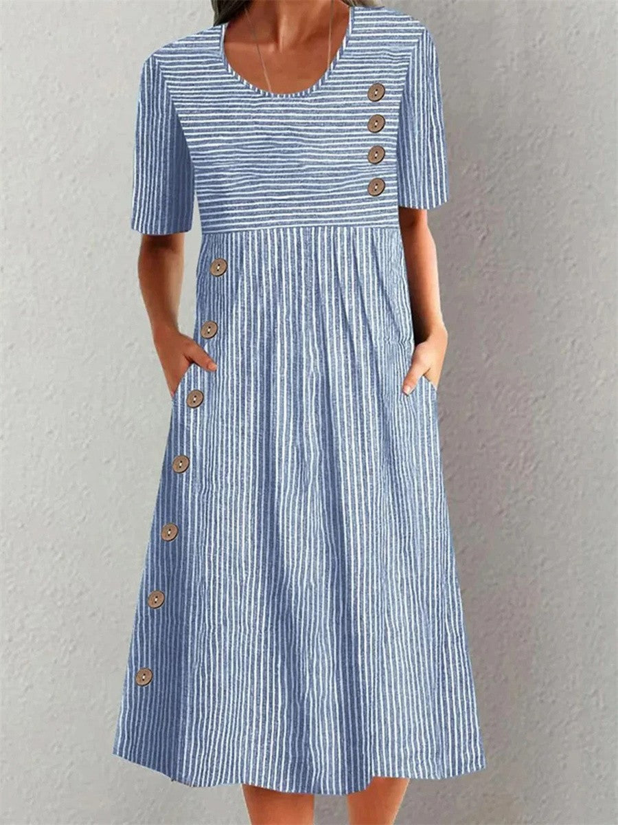 Striped Summer Dress for Women - Flattering Midi Length