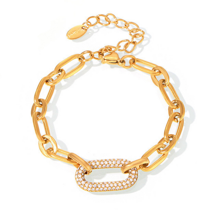 Gold Chain Link Jewelry Set | Chunky Pave Necklace and Bracelet