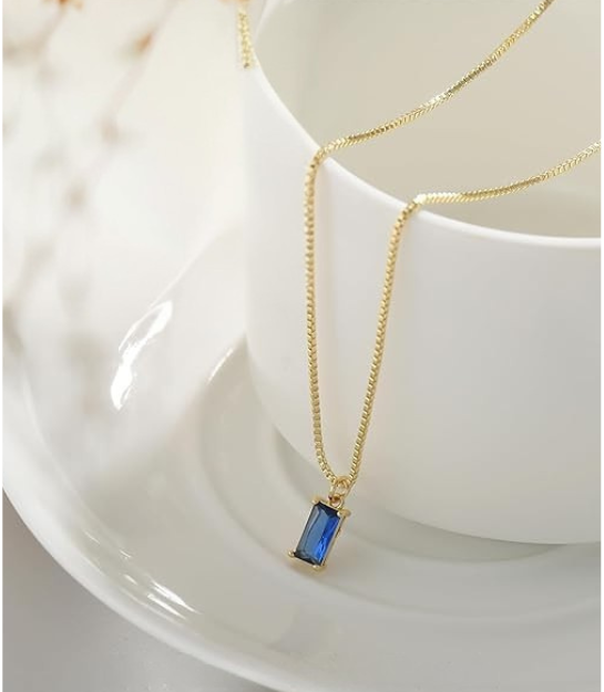 Sapphire Pendant Necklace in White Gold | Minimalist Jewelry