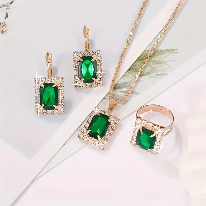 White Gold Jewelry Set | Elegant Necklace Earrings for Women