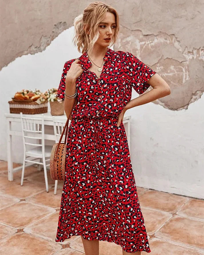 V-Neck Ruffle Dress for Women - Elegant Feminine Style