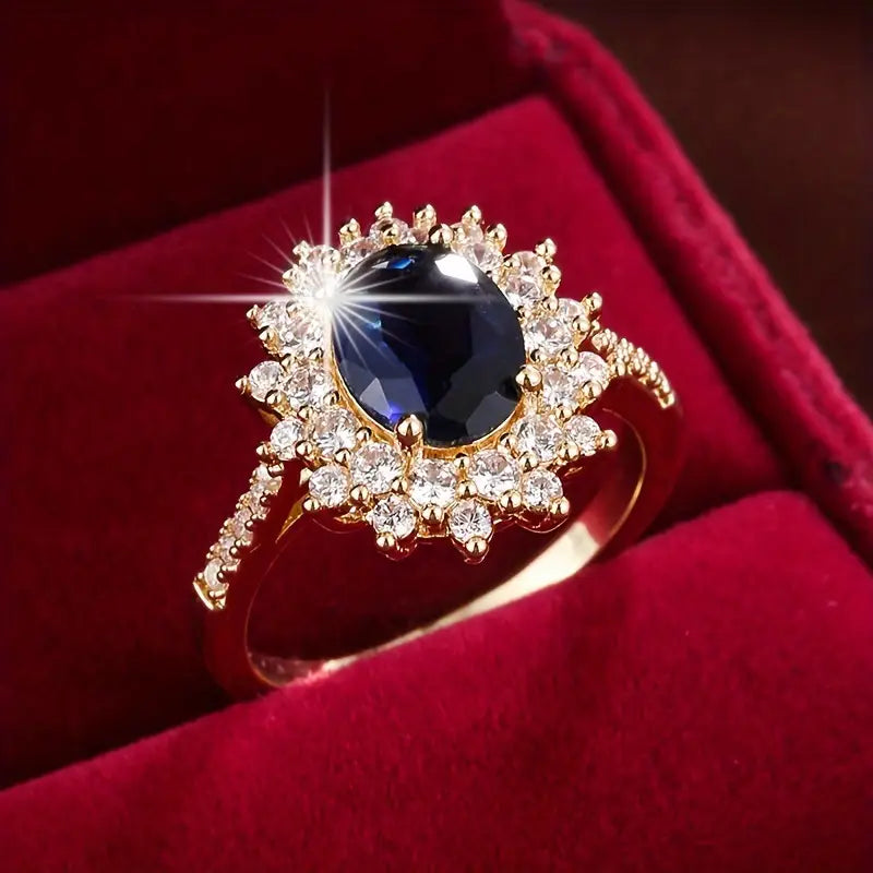 White Gold Statement Ring - Elegant Saphirae Design