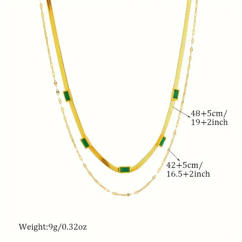 Gold Layered Necklace | Double Chain Retro Statement Jewelry