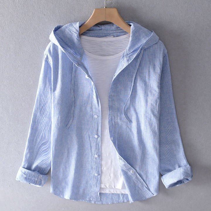 Linen Hooded Blouse for Women - Lightweight Spring Top