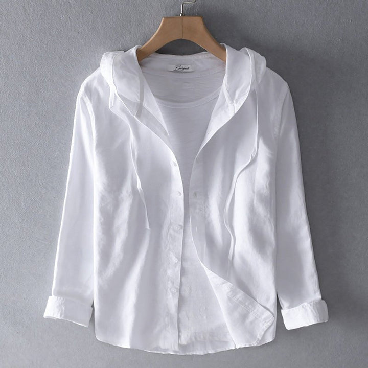Linen Hooded Blouse for Women - Lightweight Spring Top