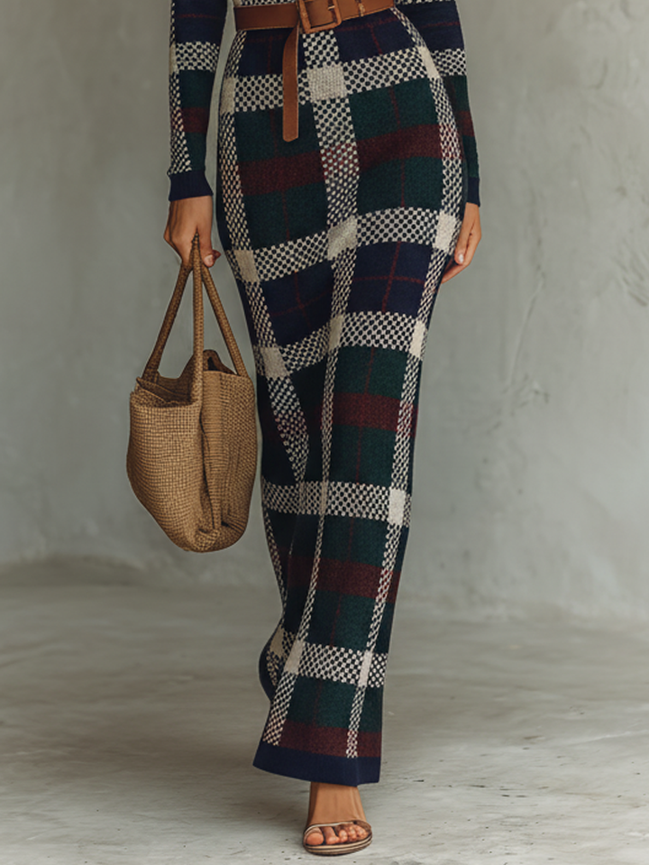 Square Neck Belted Maxi Dress with Long Sleeves