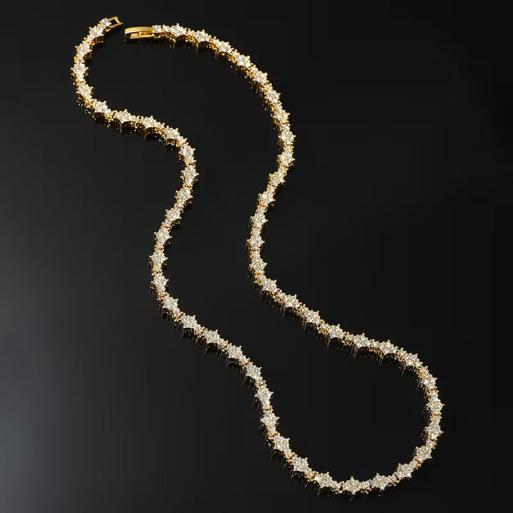 Tennis Necklace Gold - Classic Cluster Design for Women