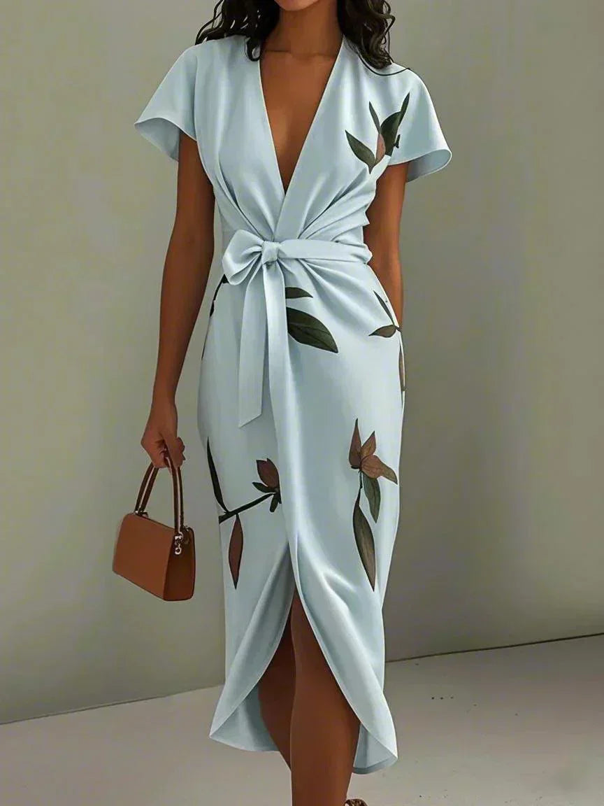 Wrap Dress for Women - Elegant Floral Print Dress
