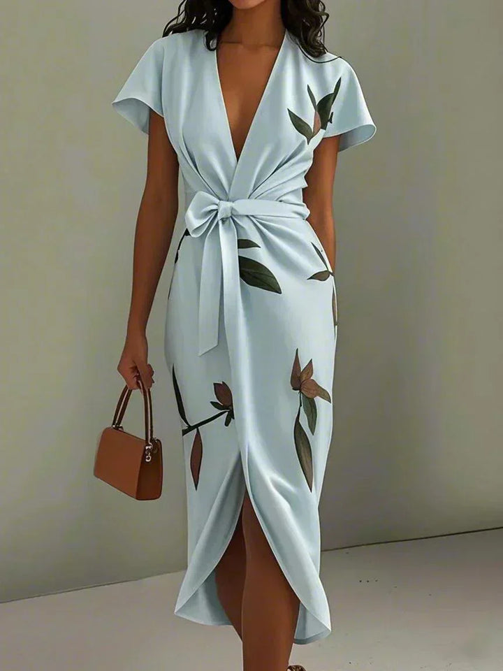 Wrap Dress for Women - Elegant Floral Print Dress