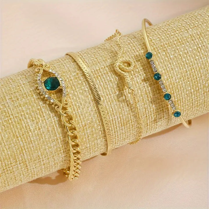 Gold Bracelet Set - Layered Stack Bracelets for Women