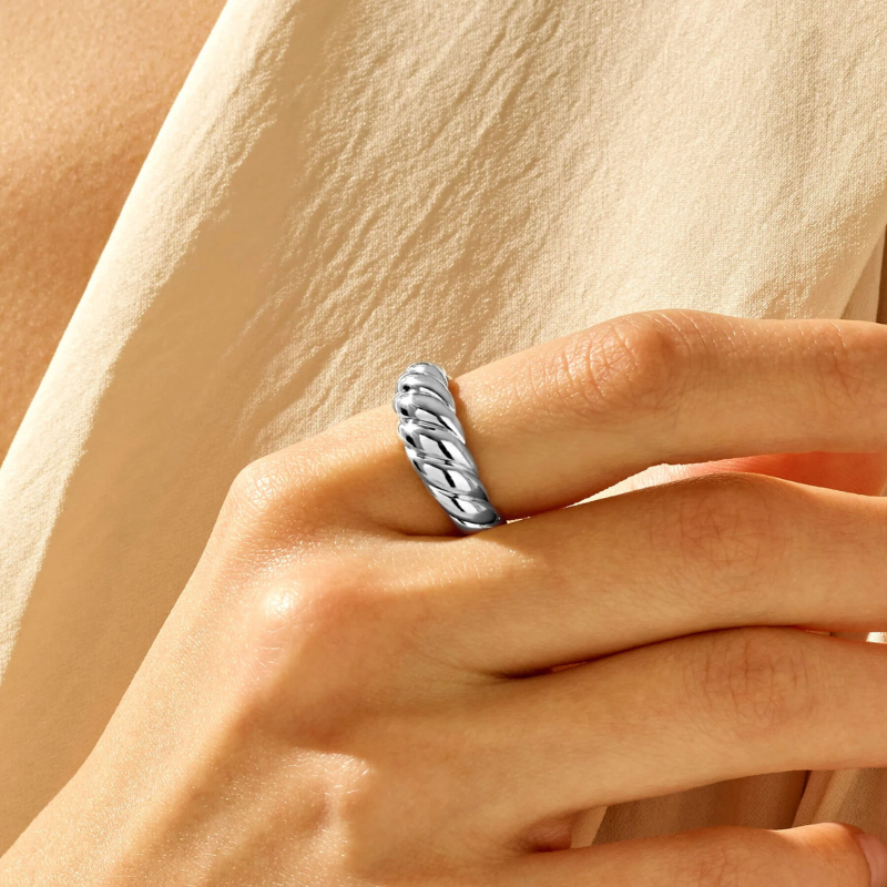 Croissant Ring in White Gold - Chunky Dome Statement Ring