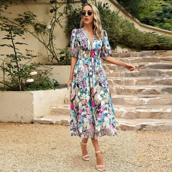 V-Neck Dress for Women - Timeless Elegant Midi Dress