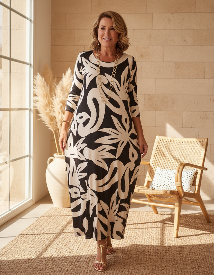Abstract Print Dress for Women - Timeless Elegant Style
