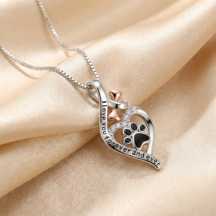Pet Memorial Necklace Sterling Silver Paw Print Pendant