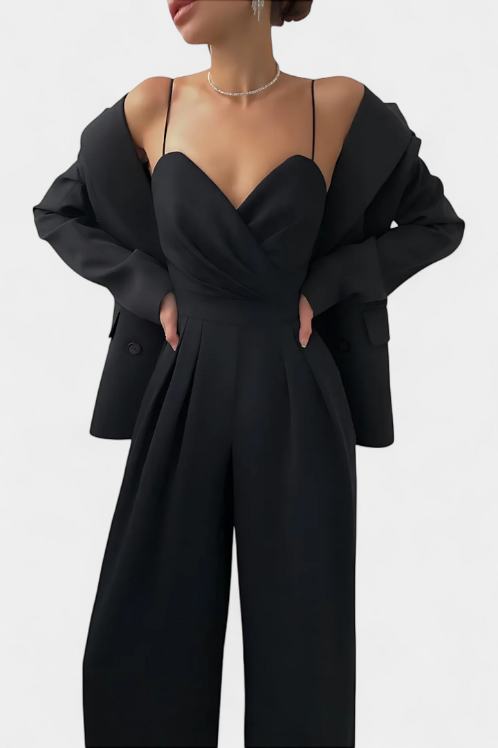 Sleeveless Jumpsuit With Wide Legs and Tailored Waist